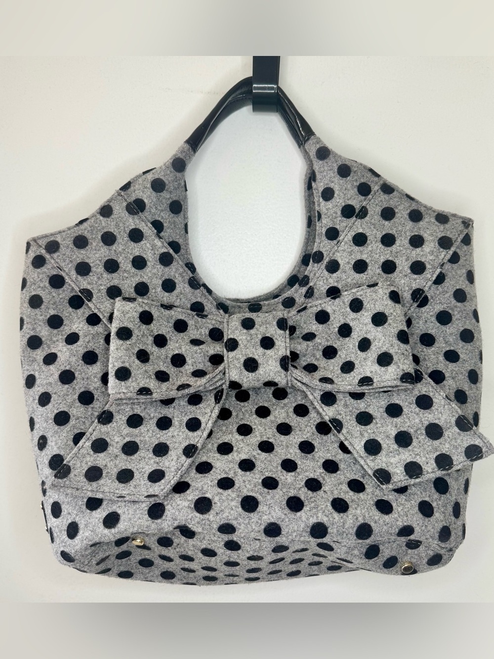 Kate Spade New York Tate Pilgrim Hill Polka Dot Large tote bag grey wool felt EU